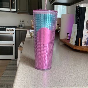 Used pink/blue Starbucks 24oz cup